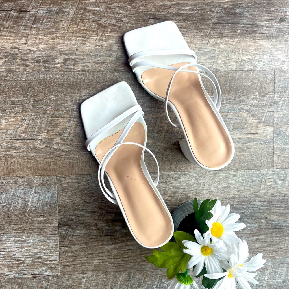 White square toe heels